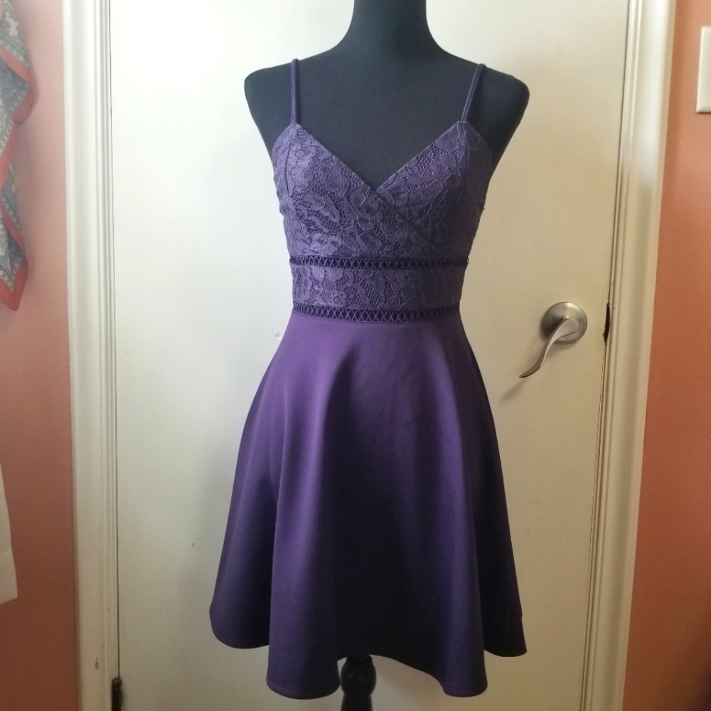 Francesca's Blue Rain NWT Purple Lace Bodice Spaghetti Strap AnitaDress. X Small